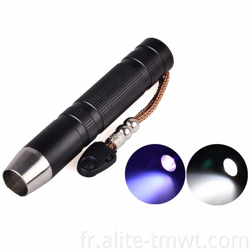 5W White et UV 365nm bijoux LED Torche de lampe de poche